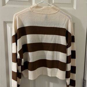 Brown and white stripped cropped sweater